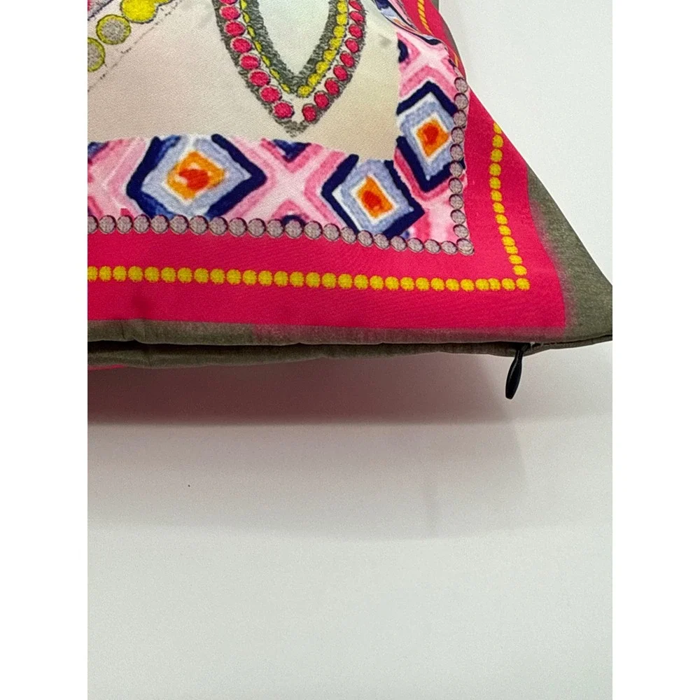 Nicole Lee Fashion Girl Mandala Graphic Throw Pillow Cover Pink Olive 17.5x17.5